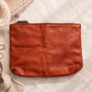 Free People Textured Clutch Cognac Brown Rust Oversized Pouch Boho Bag